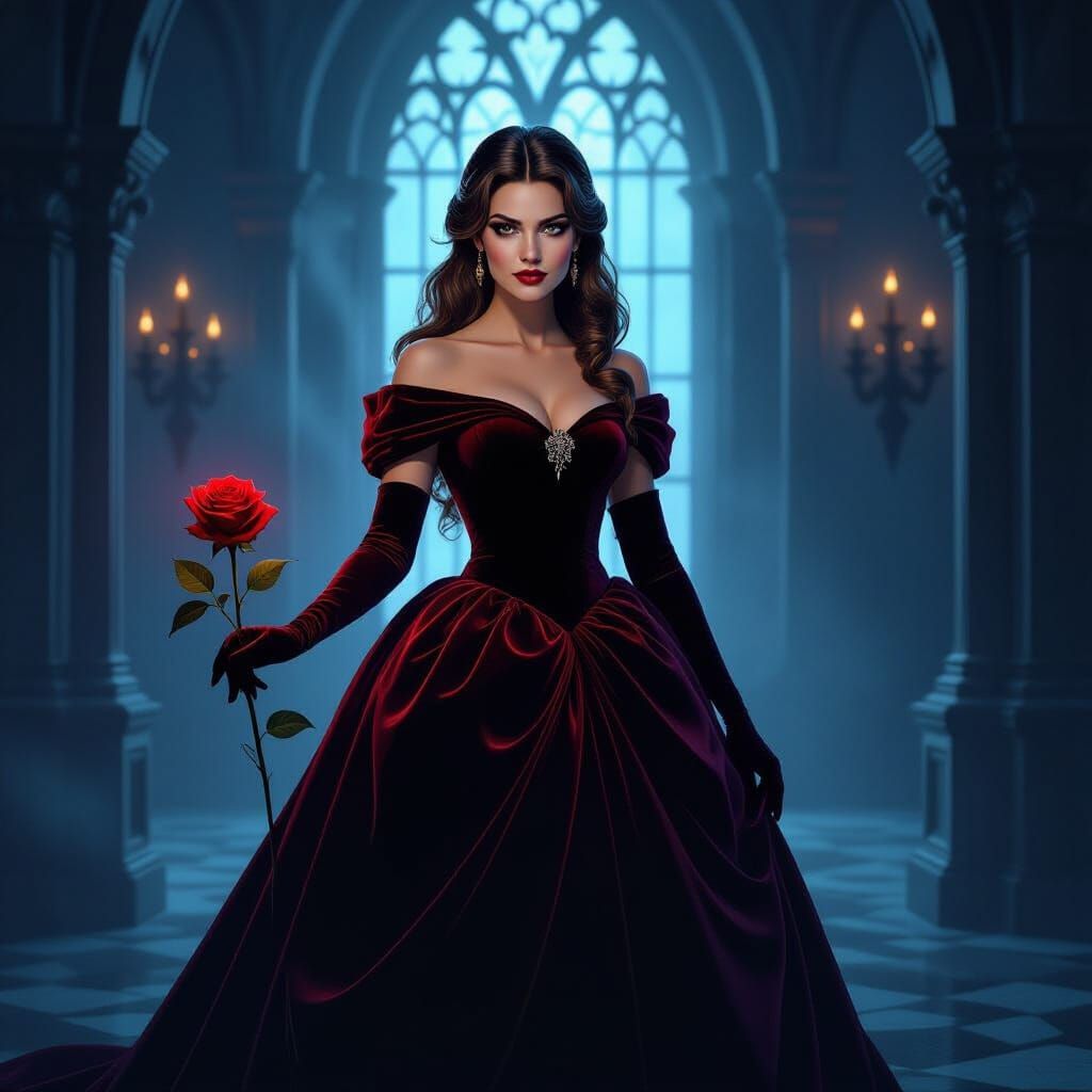Villain Belle in Dark Enchanted Castle