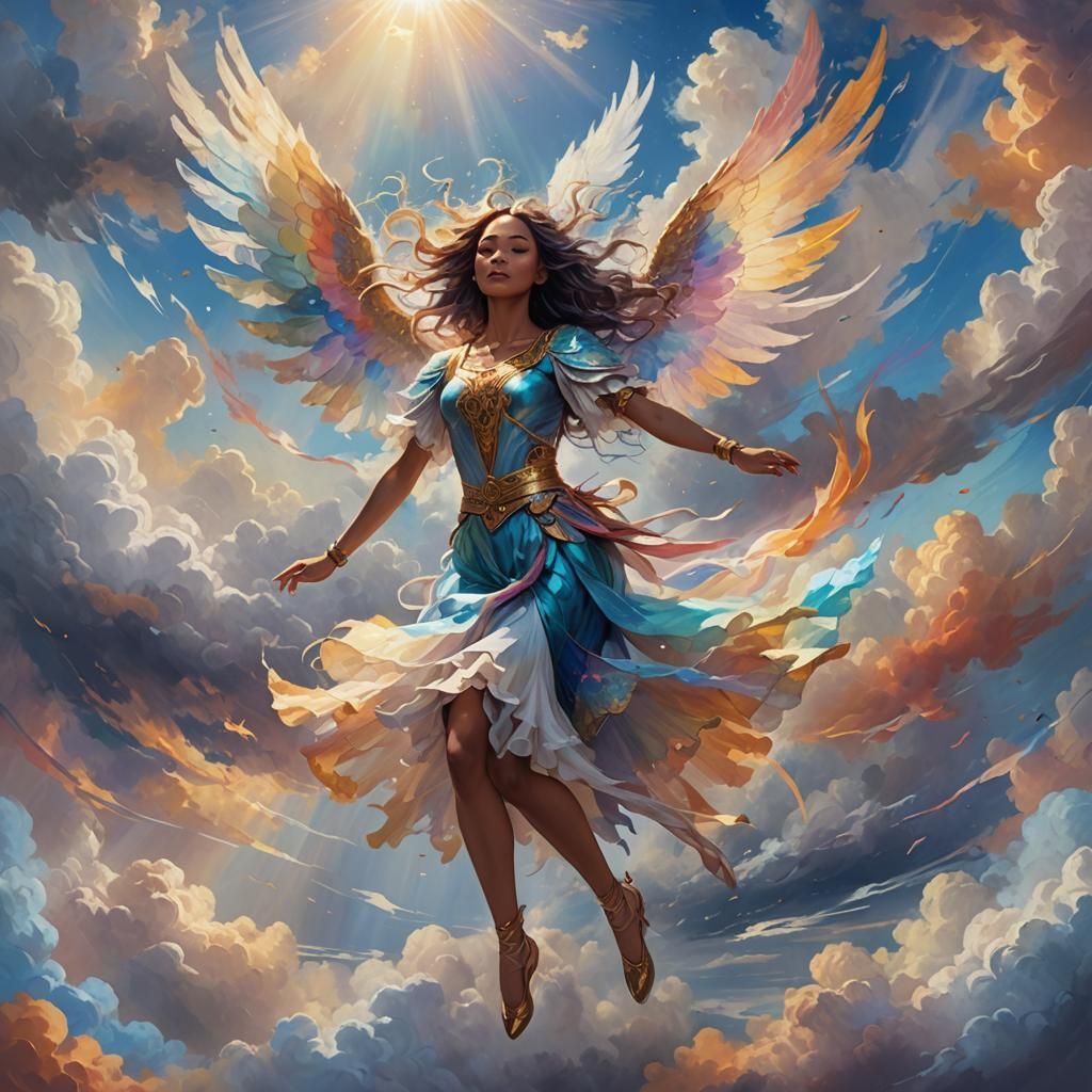 Winged Dancer in the Clouds: Digital Concept Art