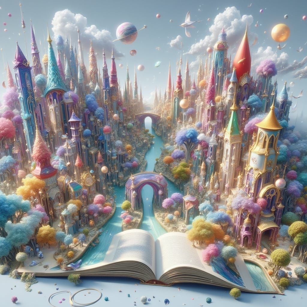 Colorful 3D City in Valley Inspired by Pop-Up Book