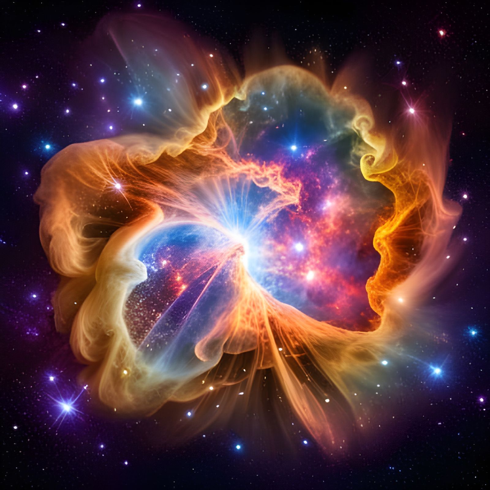 Spectacular Cosmic Nebula with Glittering Stars