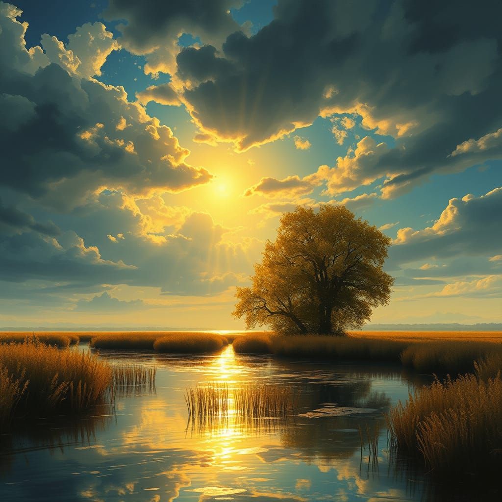 Mystical Tree of Life on a Living Lake