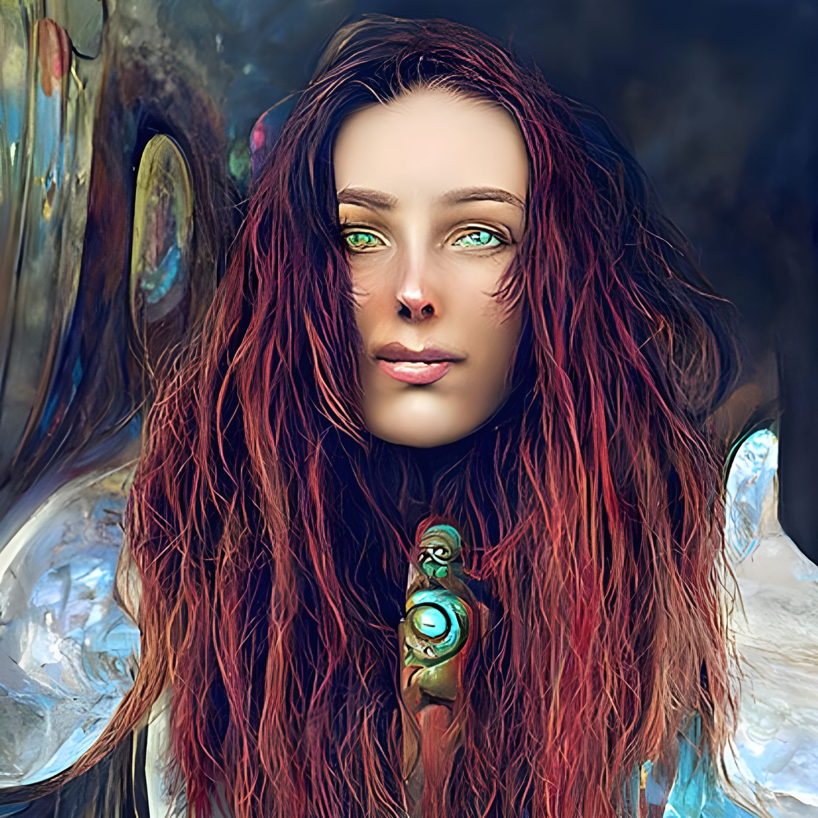 Steampunk Woman with Flowing Hair, Digital Painting