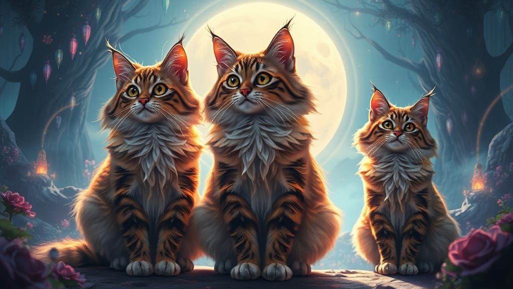 Majestic Kittehs in a Dreamlike Realm