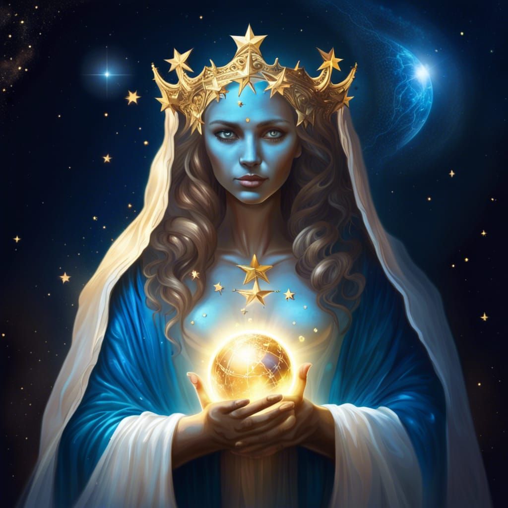 Goddess Holds Earth in Space