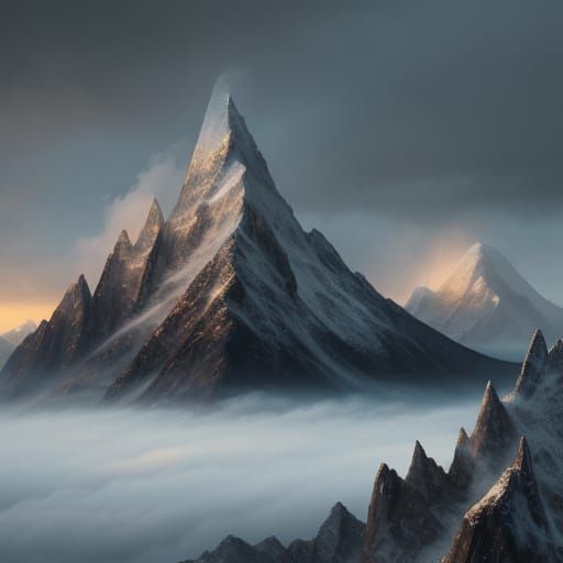 Majestic Mountain Landscape in Vibrant Digital Painting