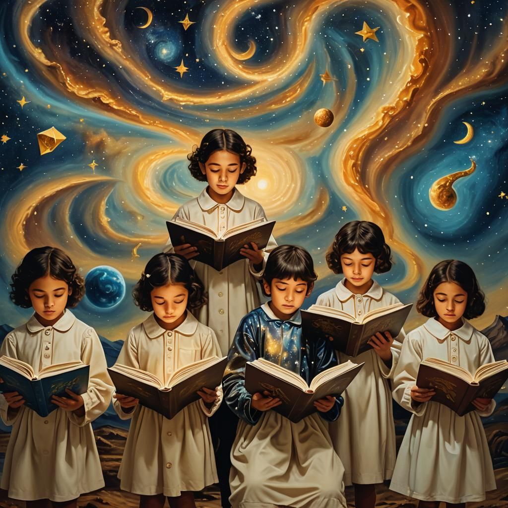 Surreal Kindergarten Students Learn Hebrew in Cosmic Univers...