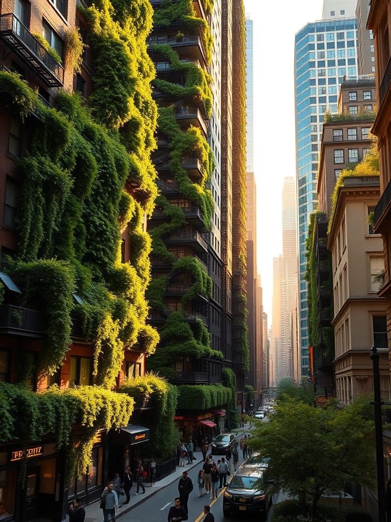 Eco-Friendly NYC Skyline in Vibrant Green