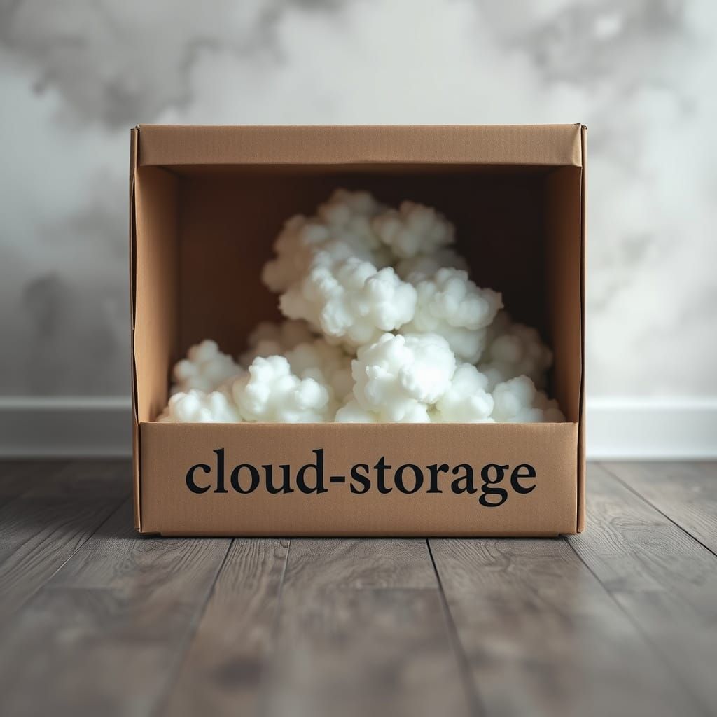 Whimsical Cloud Storage Display in a Wooden Box