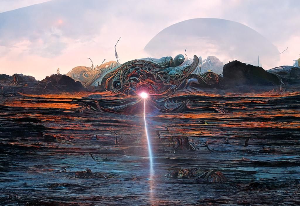 Cosmic Horror Panic Attack by Beksiński and Dali