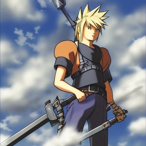 Cloud Strife in Anime Key Visual Style