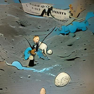 Tintin Confronts Jules Verne on the Moon