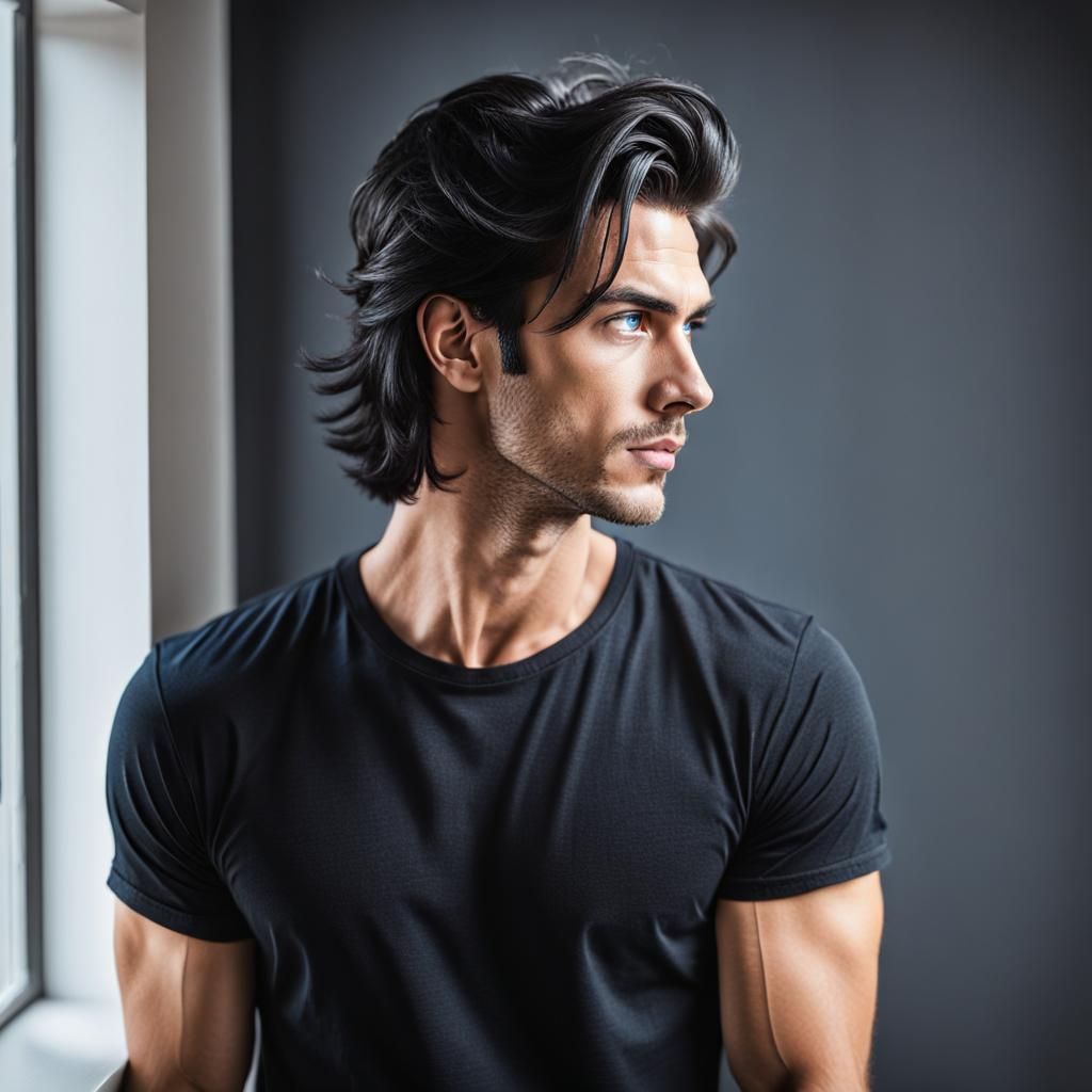 Pensive Young Man Gazing Out Window