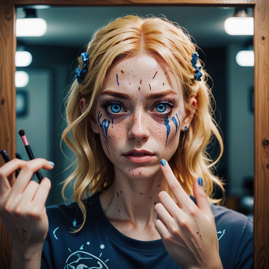 Hyper-Realistic Portrait of a Freckled Blonde Woman