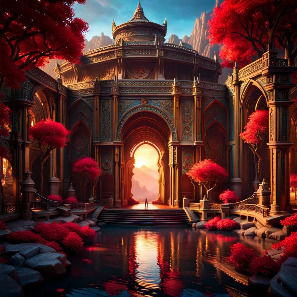 Fantastical Heaven: Detailed Matte Painting in Deep Color