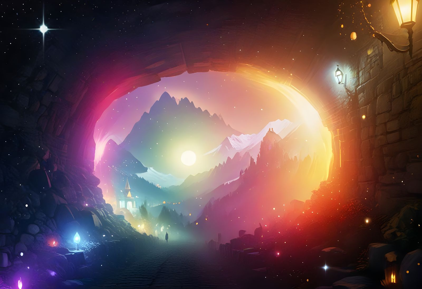 Snowy Swiss Village at Golden Hour