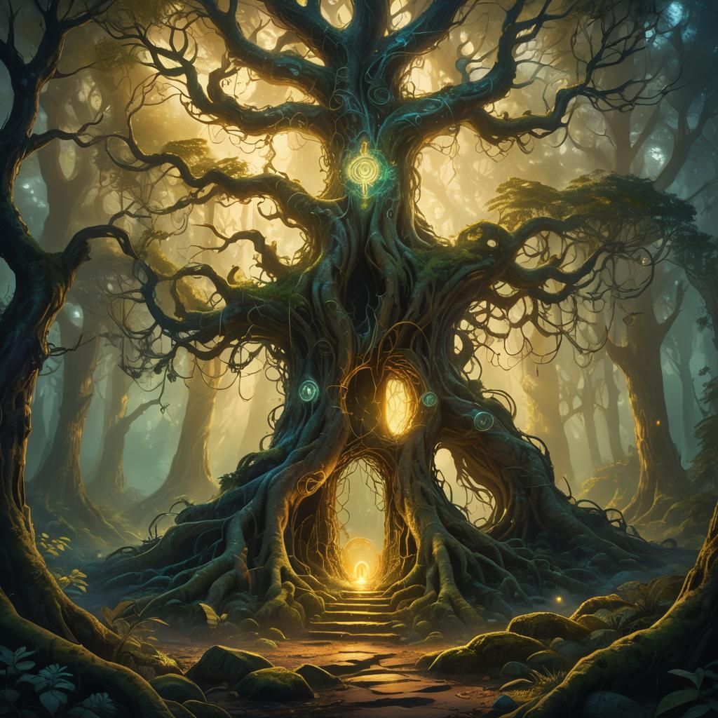 Ethereal Portal in Mystical Forest Concept Art