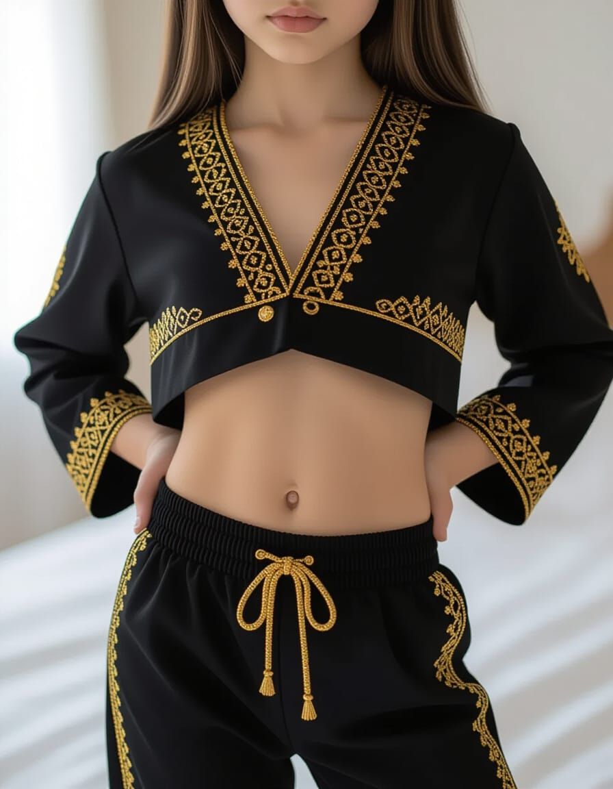 Girl in Pajamas Exposing Midriff, Digital Art