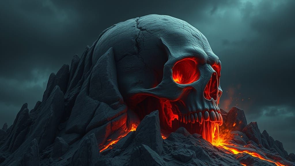 Lava Flows from Skull Mountain: Photorealistic Render