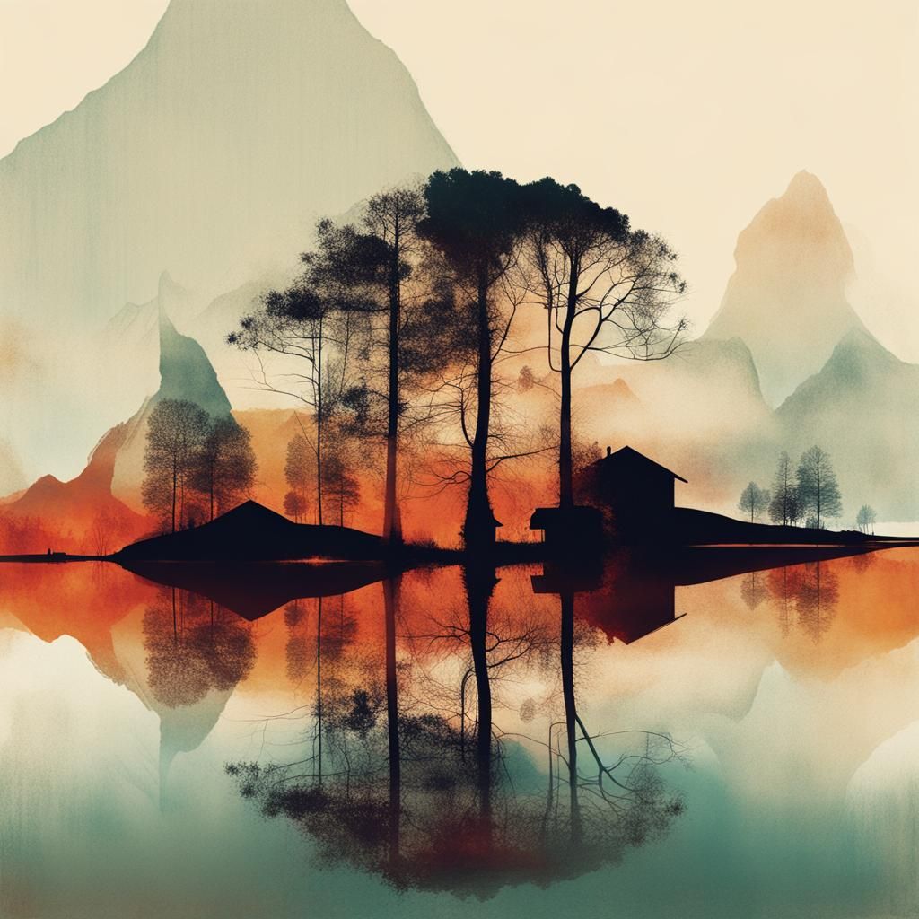 Tranquil Landscape Inspired by Watercolor Techniques