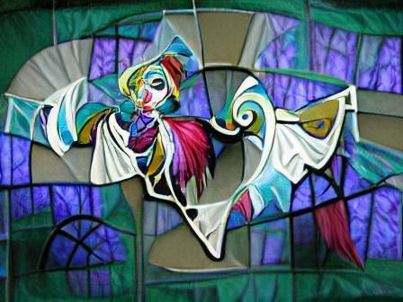 Masquerade Figure in Stained Glass, Kandinsky Style