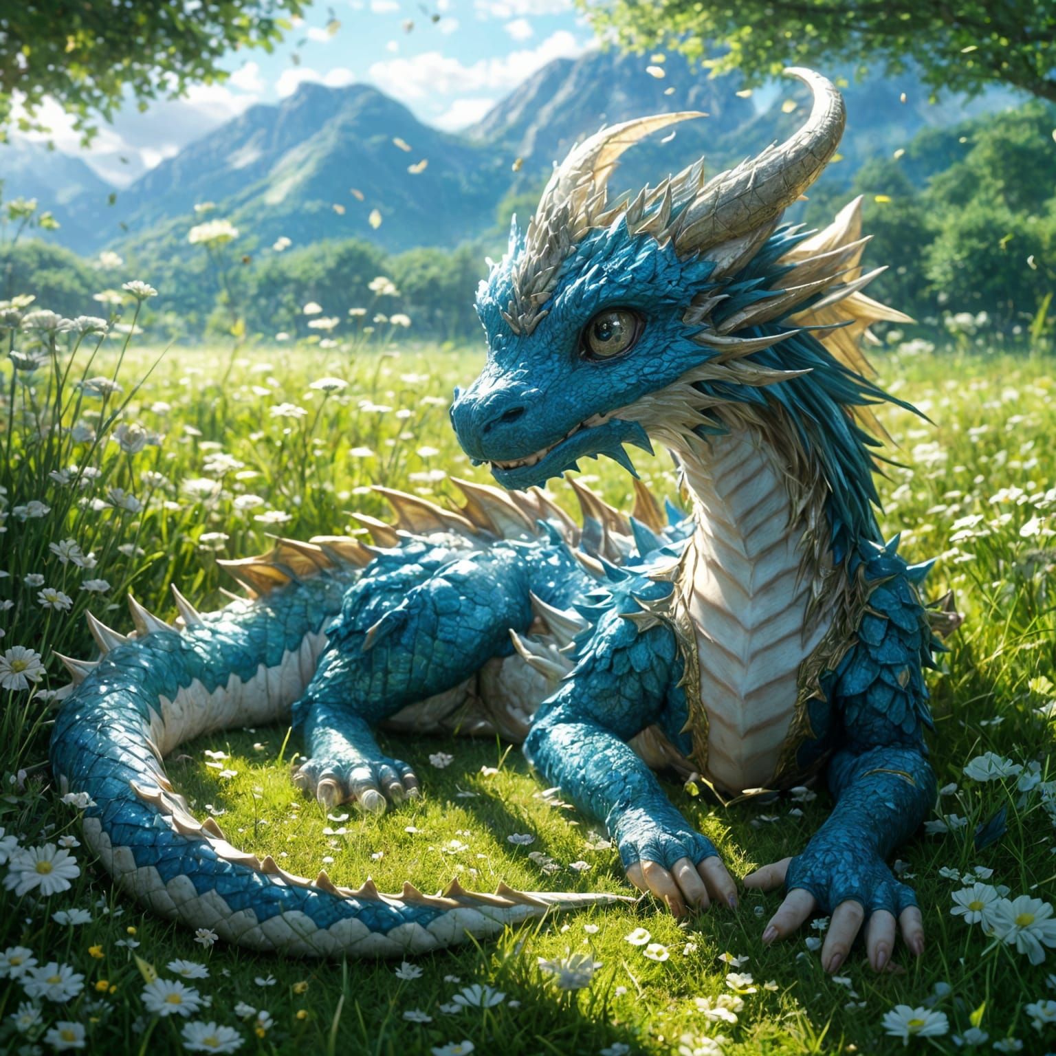 Adorable Dragon Portrait in 80s Anime Style