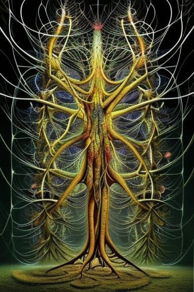 Tree-Human Hybrid with Fractal Branches, Digital Art