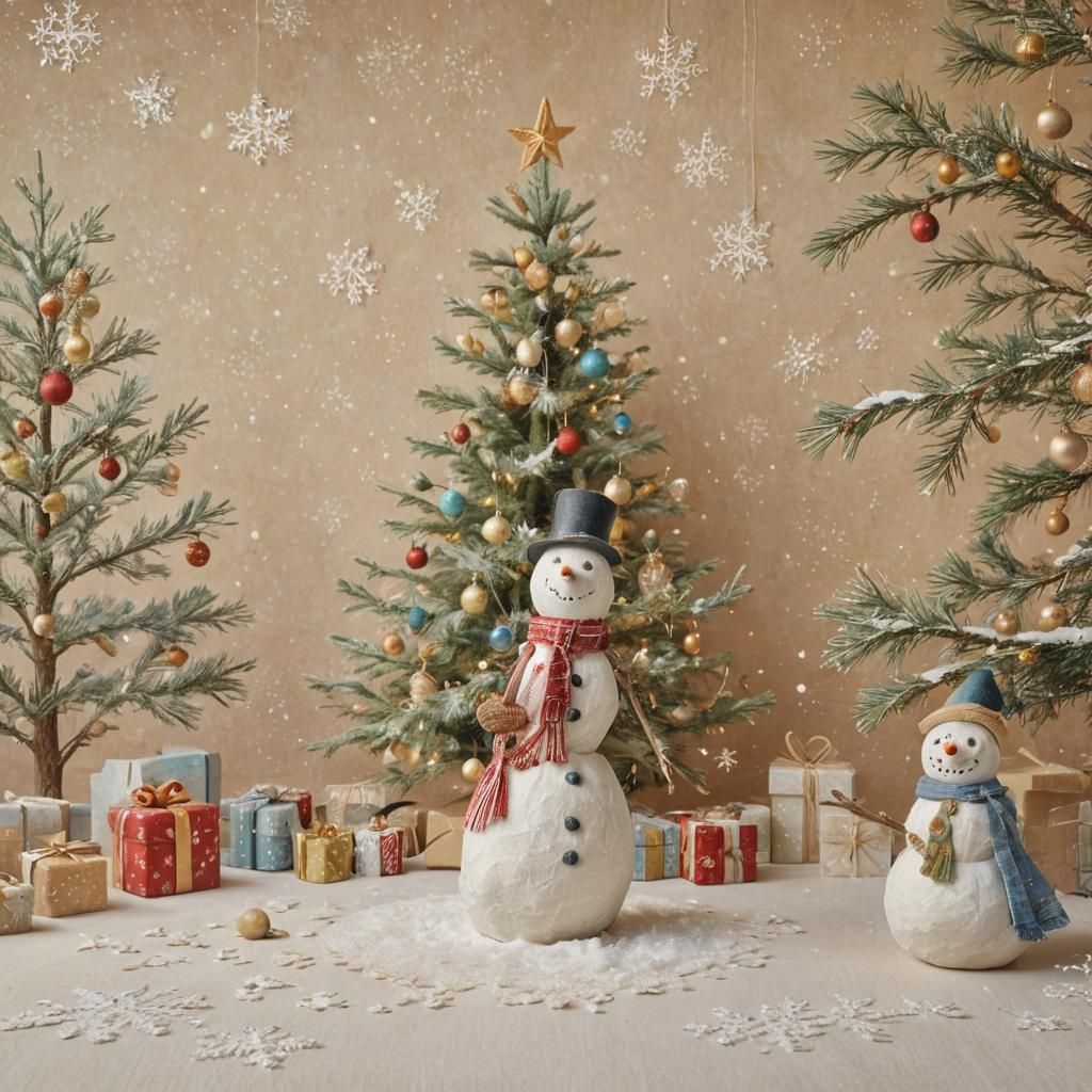 Whimsical Christmas Scene with Embroidered Details