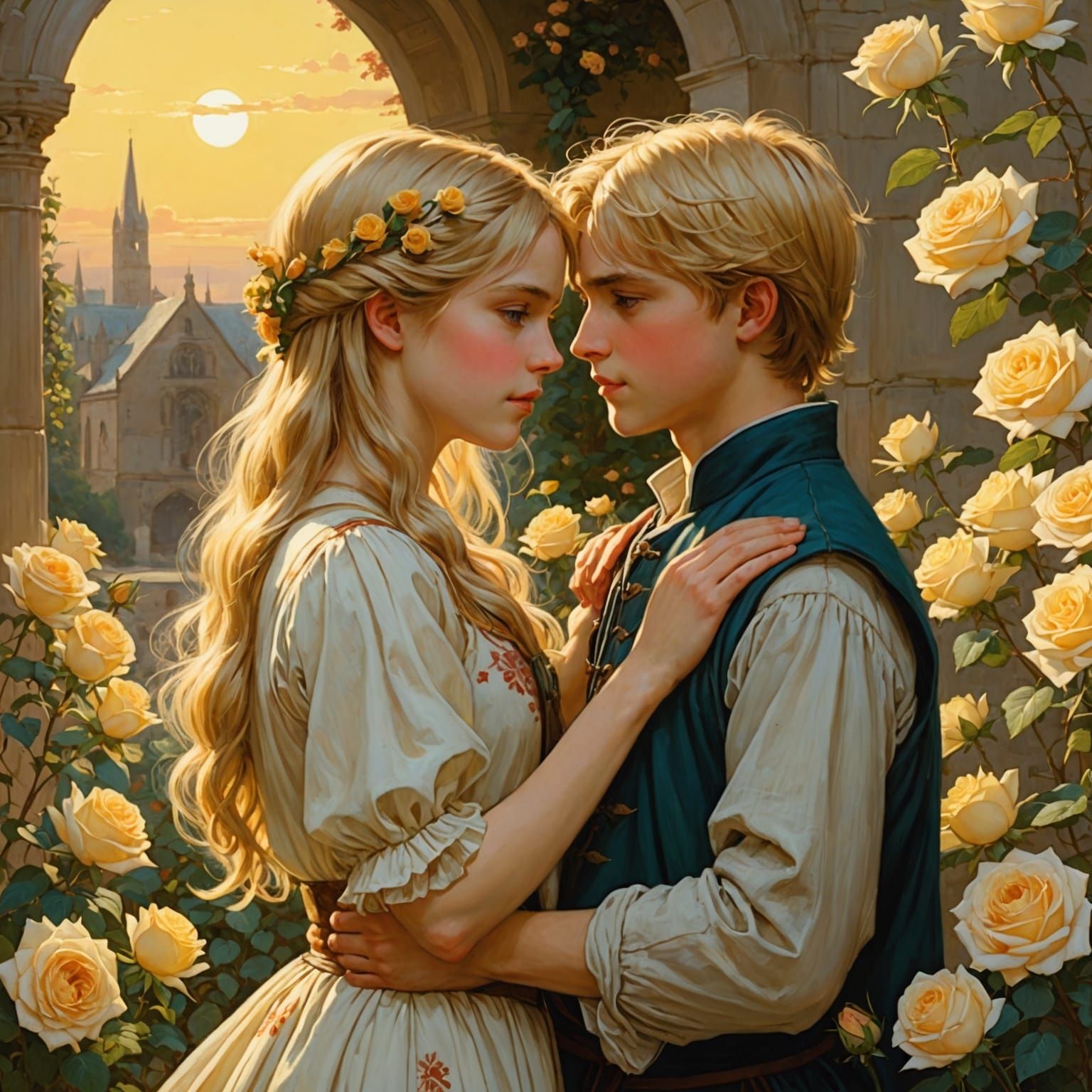 Children in Rose Garden, Waterhouse Style