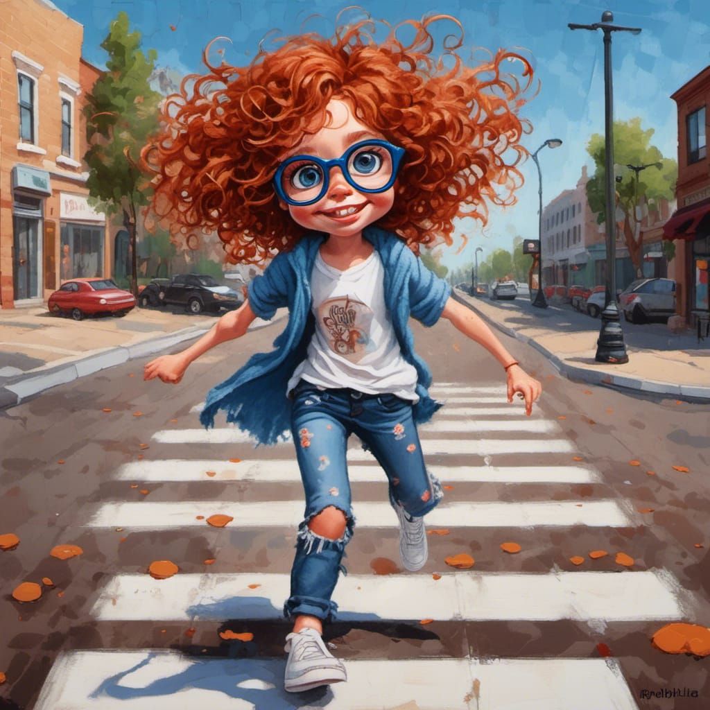 Whimsical Acrylic Painting of a Mischievous Girl