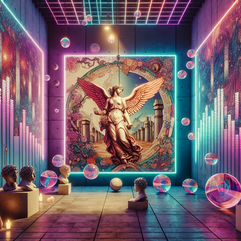 carnelian with wings Leonardo da Vinci Michalangelo academic art Ukiyo-e splash art gothic art back lit holographic matt...