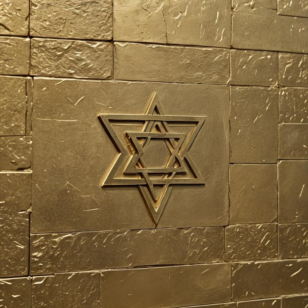 Israeli Flag Engraved on Gold Wall