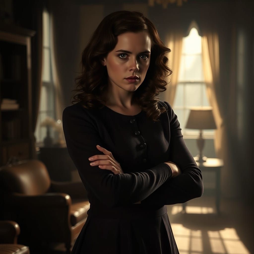 Moody Hermione Granger in Vintage Living Room