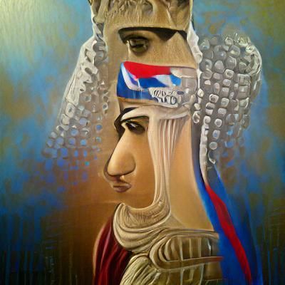 Regal Assyrian Queen Portrait in Acrylic