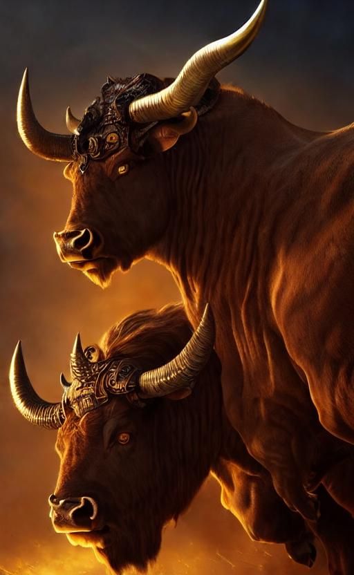 Majestic Minotaur Portrait in Ornate Armor