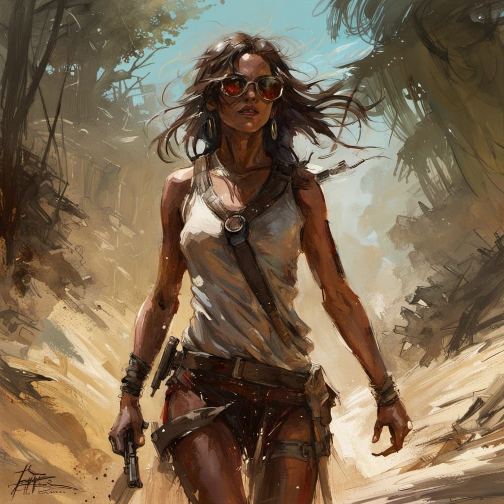 Huntress on Jungle Path: Hyperrealistic Digital Art