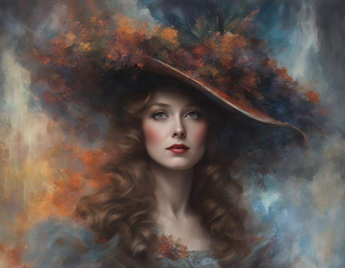 Ethereal Portrait in Impasto Chalk Art Style