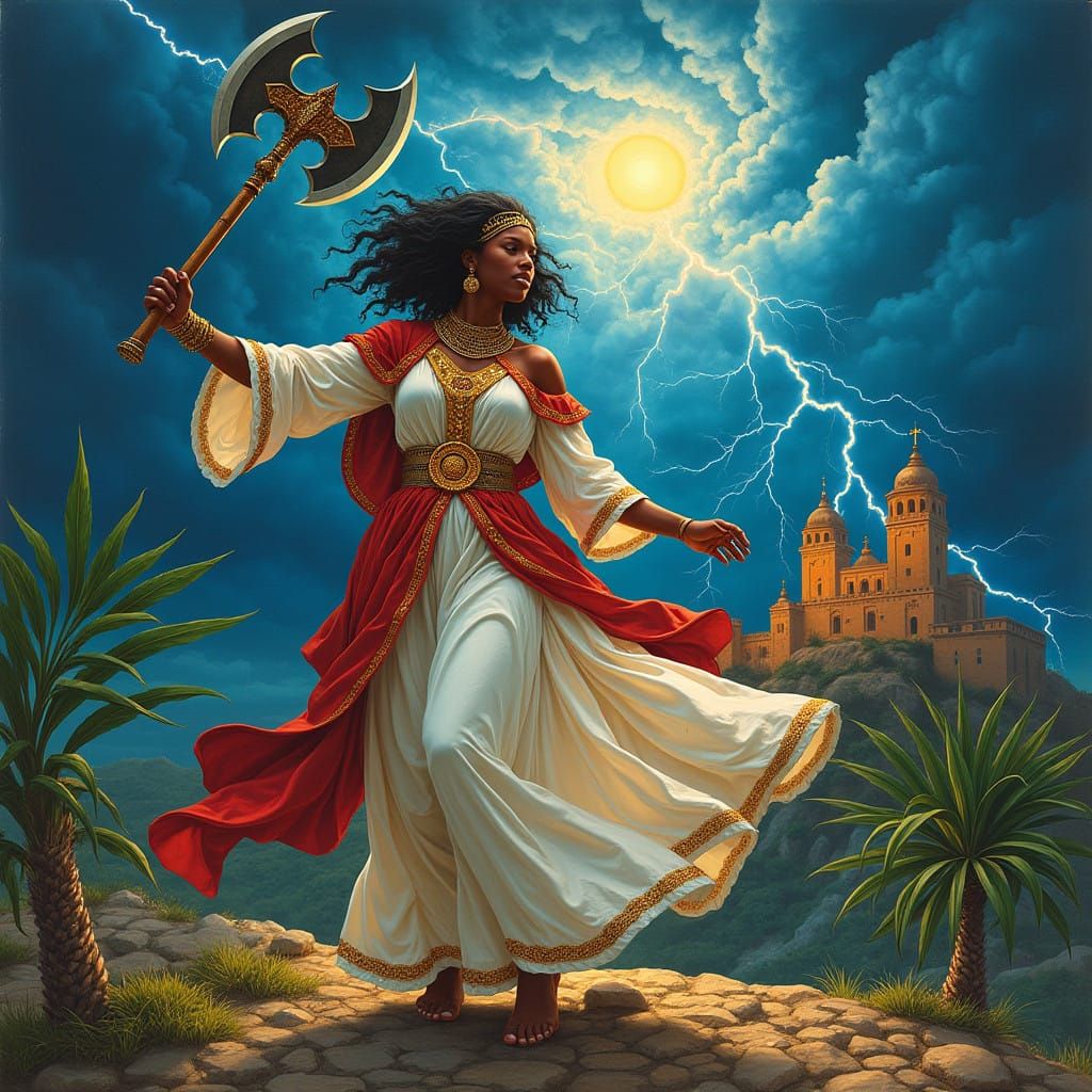 African Saint Barbara Dances with Faith and Strength