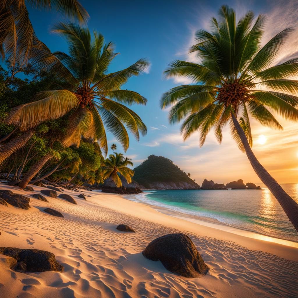 Island New Year Celebration in Realistic Photography Style