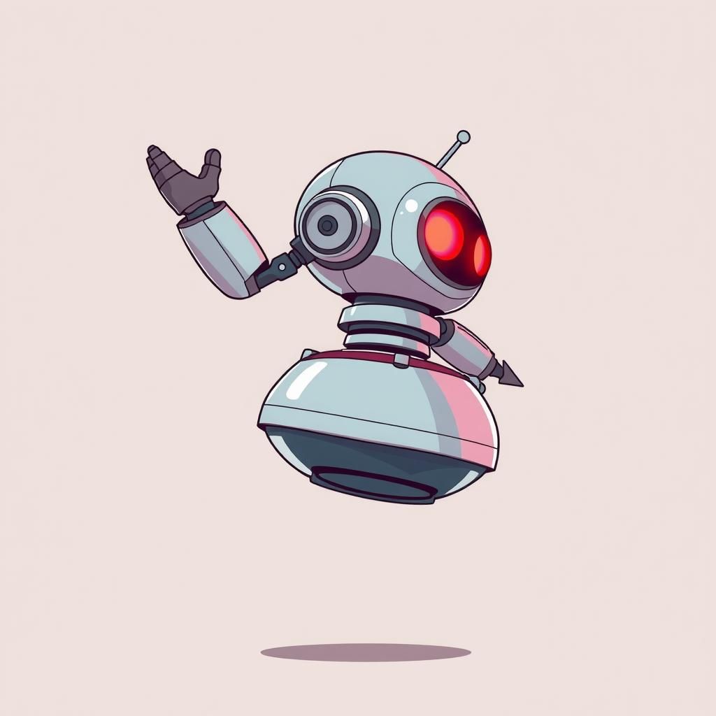 Futuristic Robot in 2D Side-Profile Illustration