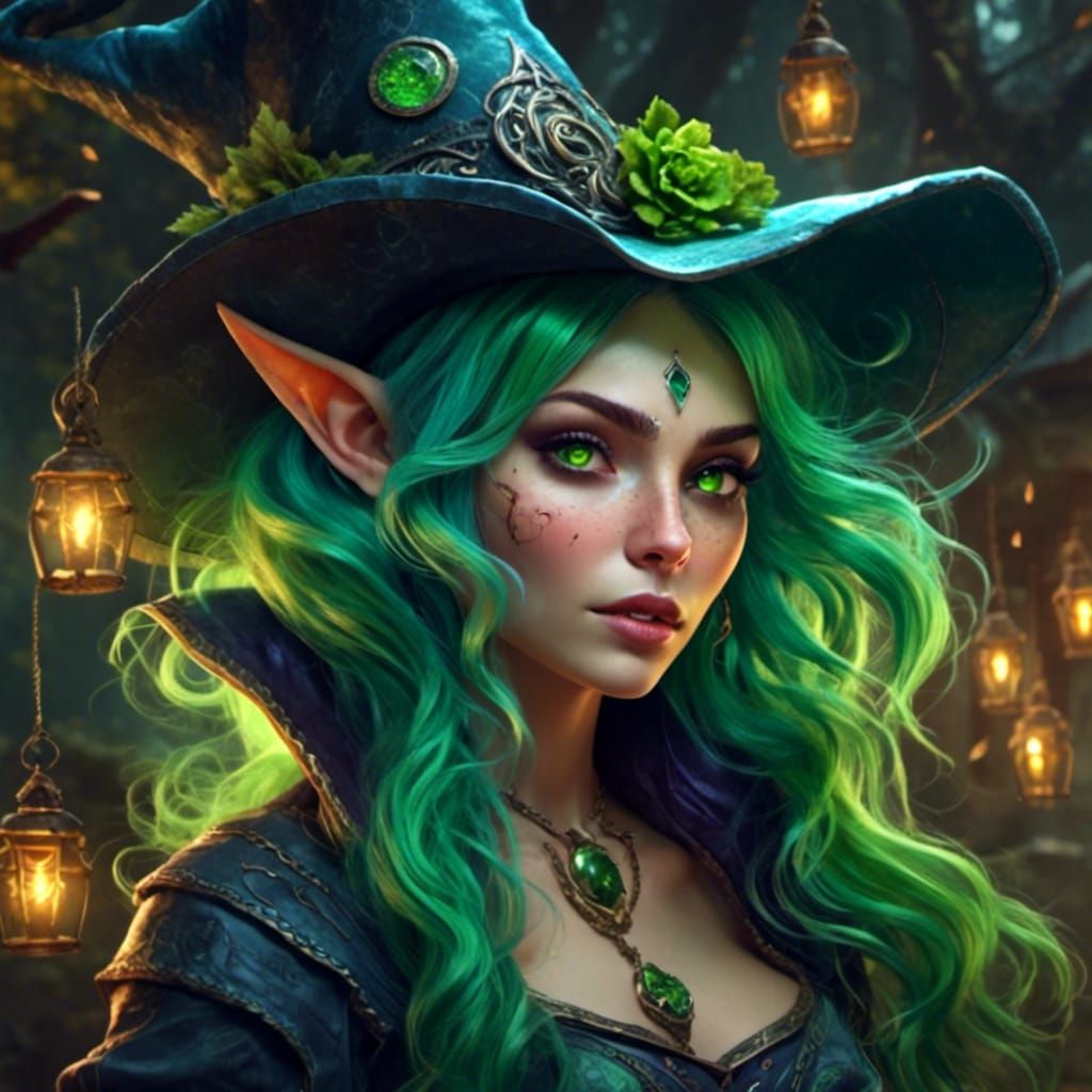 Green-Haired Witch in Joe Fenton Fantasy Style