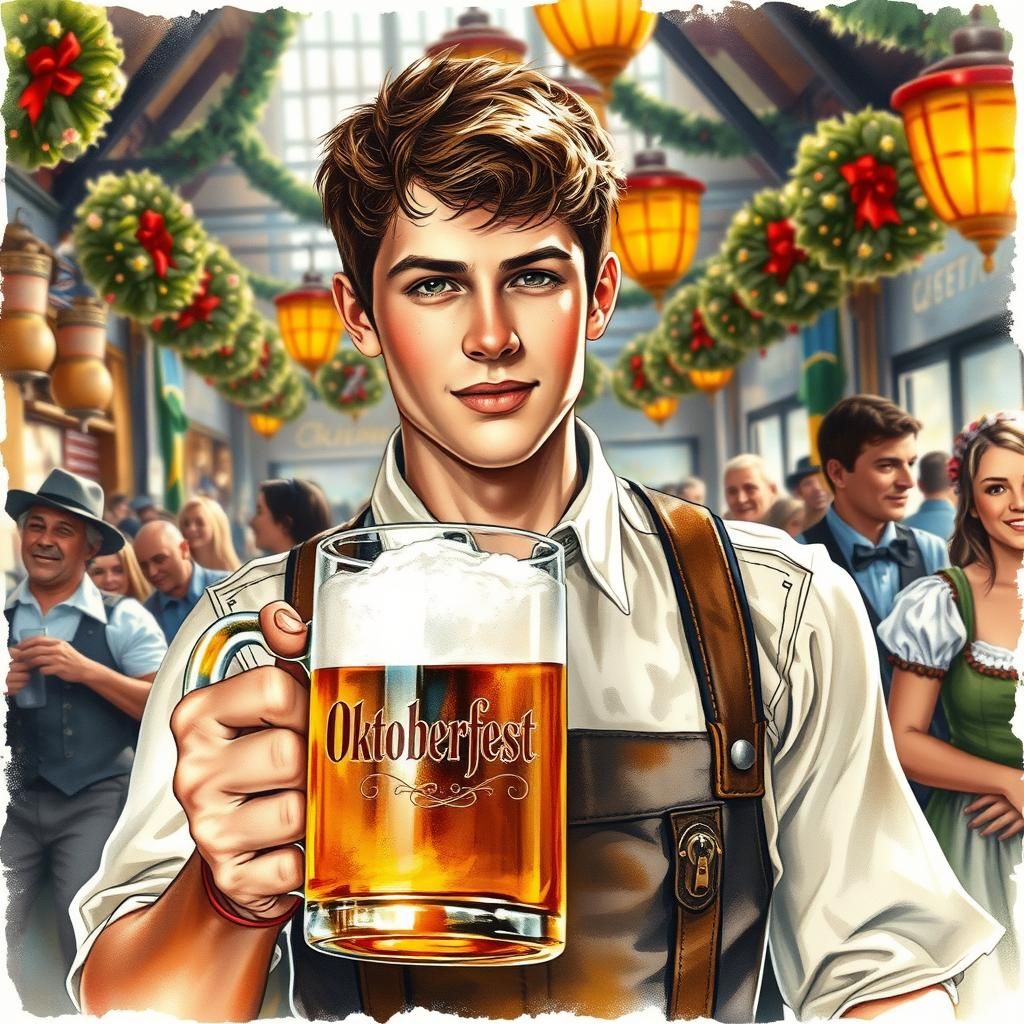 Oktoberfest Celebration in Watercolor Style