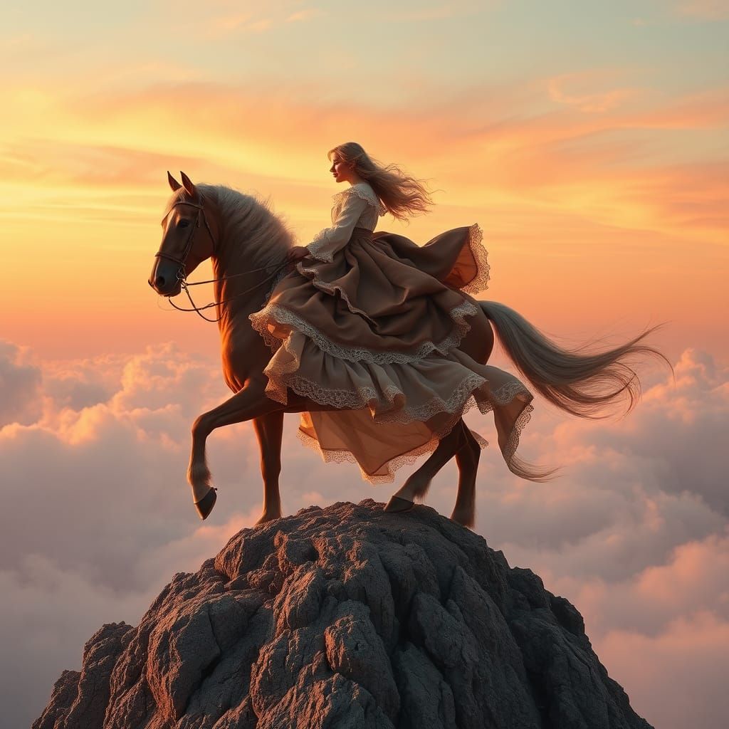 Woman on Horseback in Marshmallowpunk Style