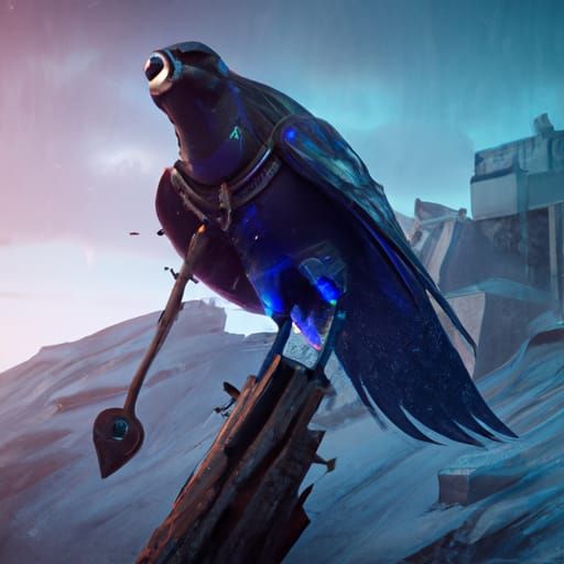 Detailed Raven Warlock Fantasy Concept Art