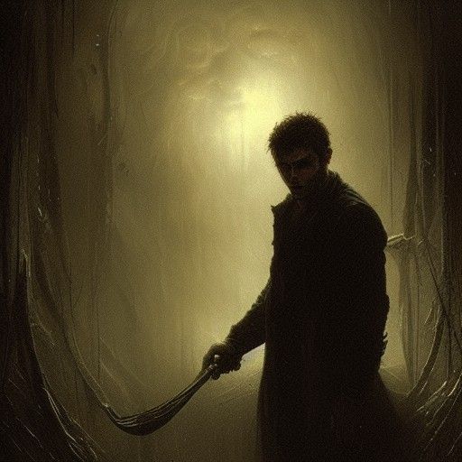 Gothic Horror Portrait in Engraving Style