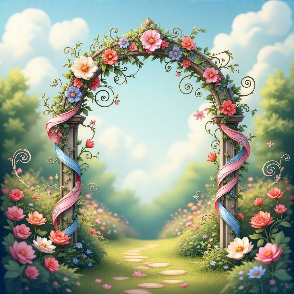 Anime Style Trellis with Flowers and Paper Art