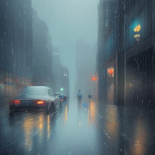 Rainy Glasgow Night: Hyperdetailed Digital Portrait