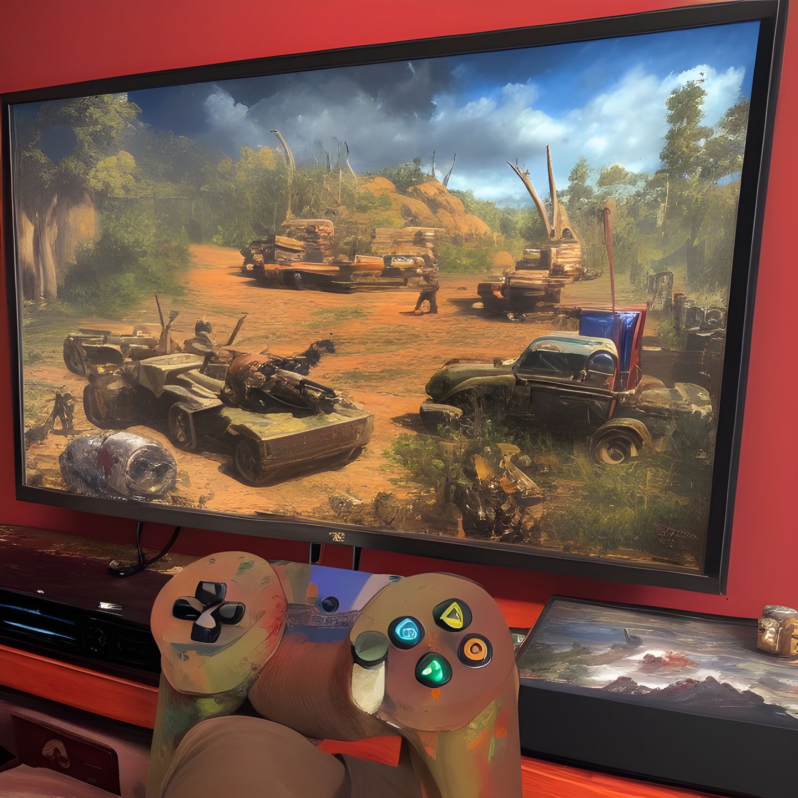 Vintage Console as Oil Painting