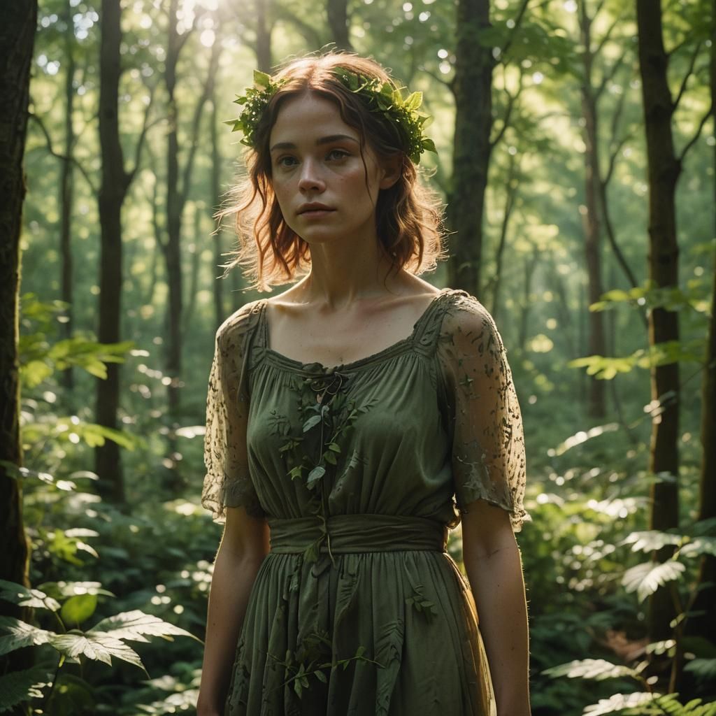 Ethereal Summer Fae in Sun-Dappled Forest