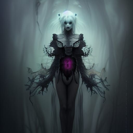 Evil Demon Nurse Portrait in Ethereal Style