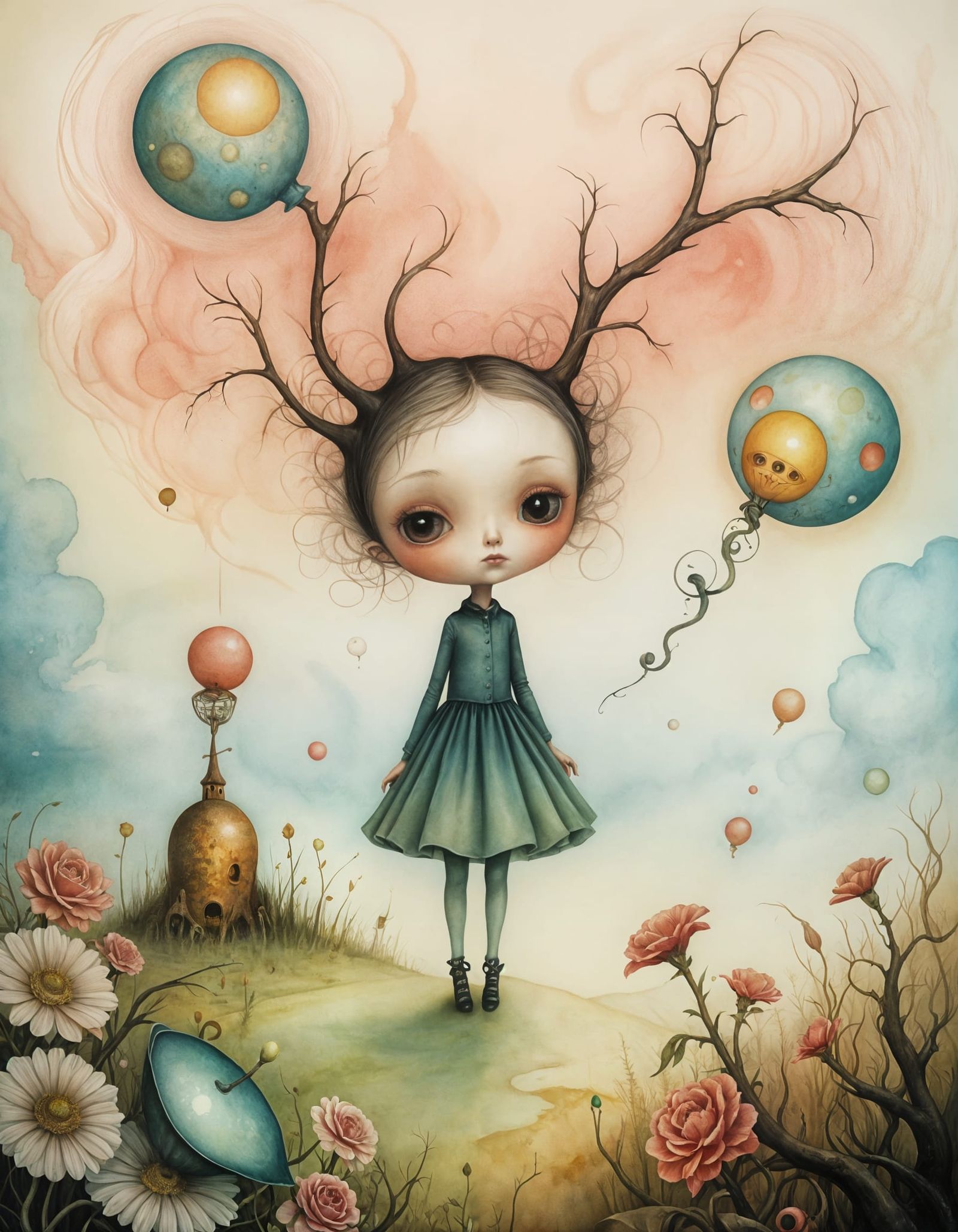 Kidcore. Liminal. Watercolor. Surrealism. Lowbrow.